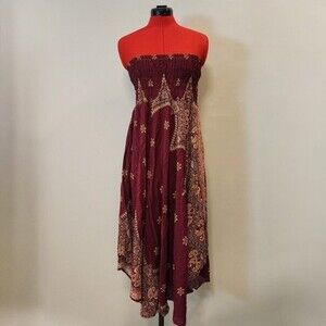 ​Lanna Clothes Design 2 in 1 Convertible Maxi Skirt Strapless Dress Boho L XL